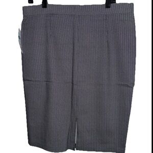 Ashley Blue Midi Skirt Women’s Geometric Design Elastic Waist 1XL NWT